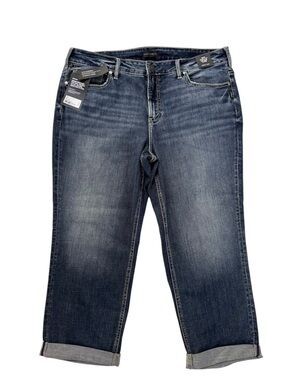 Silver Jeans Co. Women's Suki Curvy Fit Mid Rise Capri Blue Pants Size 20W NWT